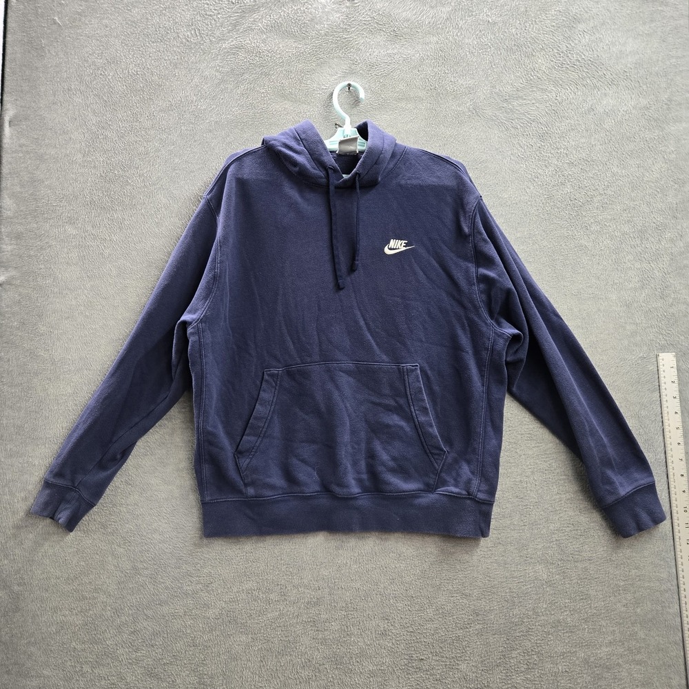 Nike Women Hoodie L Blue Embroidered Fleece Swoosh BV2654-410 Overized